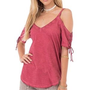 Red Mineral Washed 100% Cotton Top
